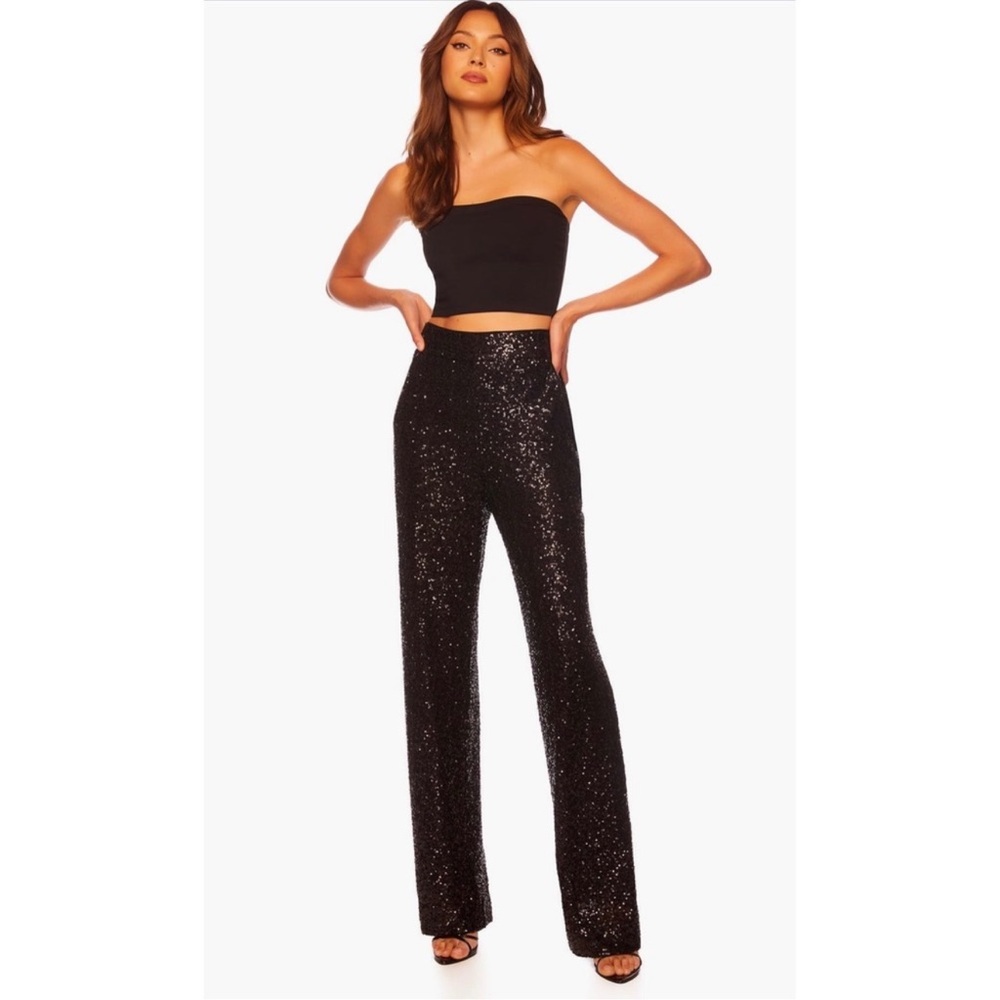 Susana Monaco Black Sequin Trousers pants XS